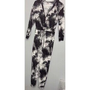 No Boundaries Tie Dye Black Hoodie/jogger 1 Piece Jumpsuit Size Sm